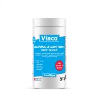 Vinco-San Wipes. Hands & Surfaces Tub Of 100 Cleaning & Sanitising Wipes