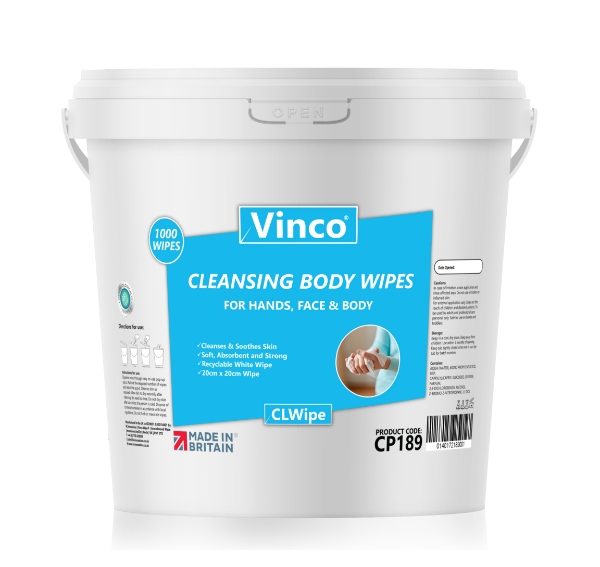 Vinco Cleansing Body Wet Wipes For Hands, Face & Body In A Tub