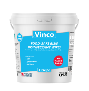 500 Vinco Blue Food Safe Catering Disinfectant Wet Wipes