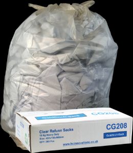 Refuse Sacks Clear Bin Bags 18x29x39 180gauge (200)