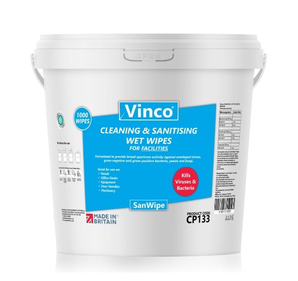 Vinco-SanWipe Facilities Sanitising Wipe 1000sheet White CP133