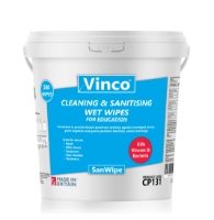 Vinco-SanWipe Education Sanitising Wipe 500sheet White CP131