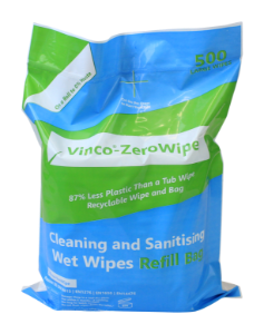 Vinco-SanWipe Clean & Sanitise QUAT Wet Wipe Bag 500sheet