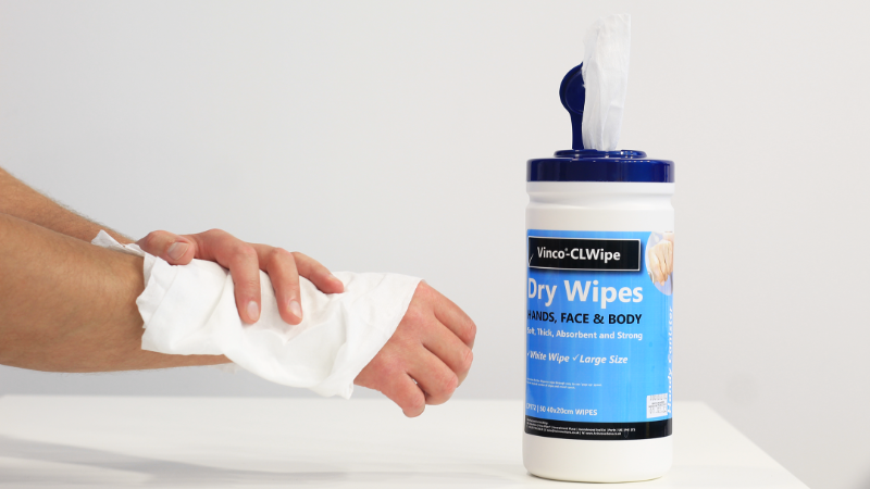 Vinco®-CLWipe Dry Cleansing Wipes for Hands, Face and Body