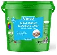 Vinco-CLWipe Baby Cleansing Wipes Bucket Plastic Free 20x20cm Green Bucket 500sheet CP237
