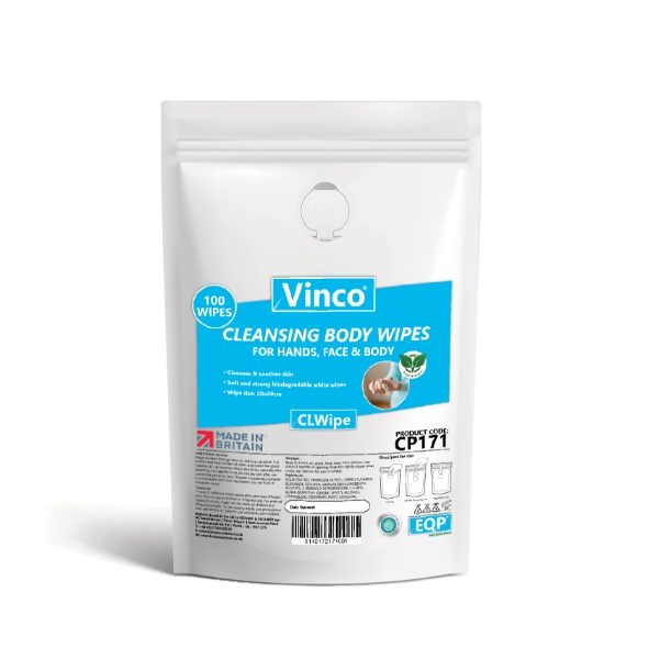 Vinco-CLWipe | Dry Body Wipes | 20x40cm | 100 Biodegradable Wipes | CP171