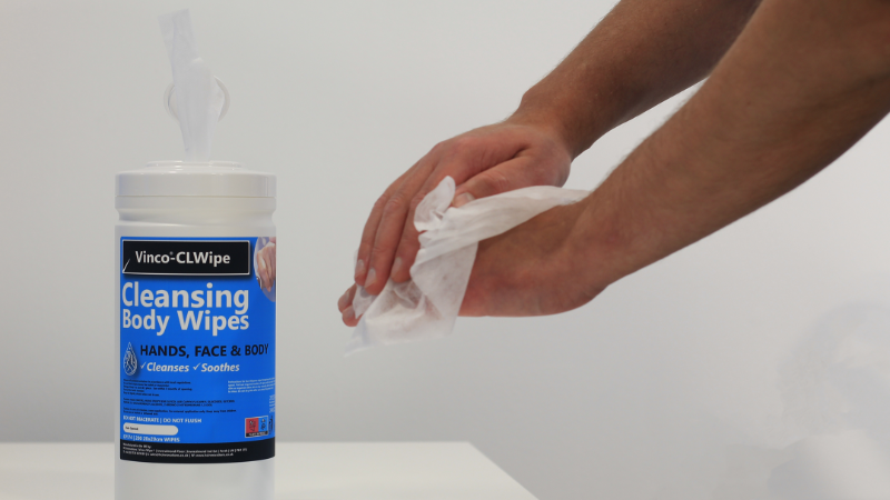 Vinco®-CLWipe Wet Cleansing Wipes for Hands, Face and Body