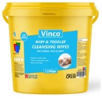 Vinco® 500 Baby & Toddler Cleansing Wipes In A Yellow Bucket