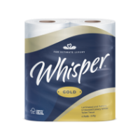 Whisper Gold Toilet Rolls, 3ply, 40 Embossed Rolls 