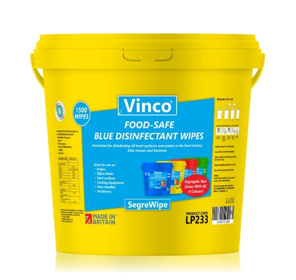 Vinco Yellow Colour Coded Food Safe Disinfectant Wet Wipes