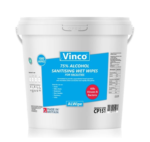 Vinco-ALWipe Alcohol Wipes | For Facilities | 1000 White Wipes | CP151