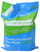 Vinco-ZeroWipe Clean & Sanitise Wet Wipe Bag 500sheet CP166