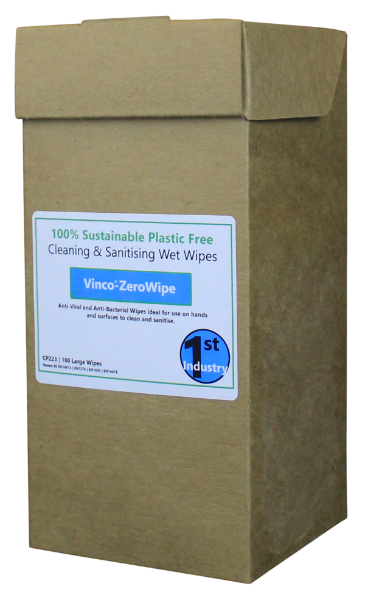 Vinco-ZeroWipe 100% Sustainable Plastic Free Wet Wipe and Dispensing Box 100Wipe CP223