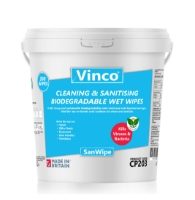 Vinco-SanWipe QUAT Plastic Free Wet Wipes In Reusable Tub